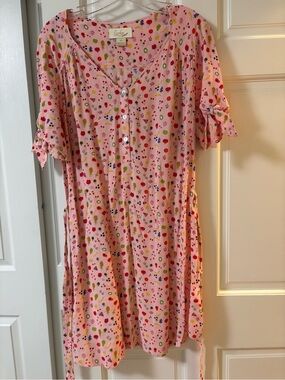 Larke Pink Mini Dress with Multicolor Dot Print from Anthropologie
